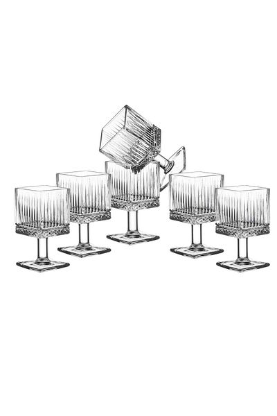Dania Set of 6 clear glass square base juice glasses 160ml