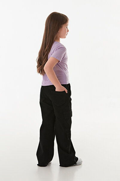 Fulla Moda Dívčí kalhoty Cargo Pocket ze 100% bavlny se střapcem