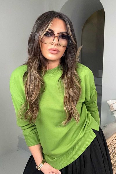 Sohotique By P Basic Mini Side Slit Sweatshirt Pistachio Green