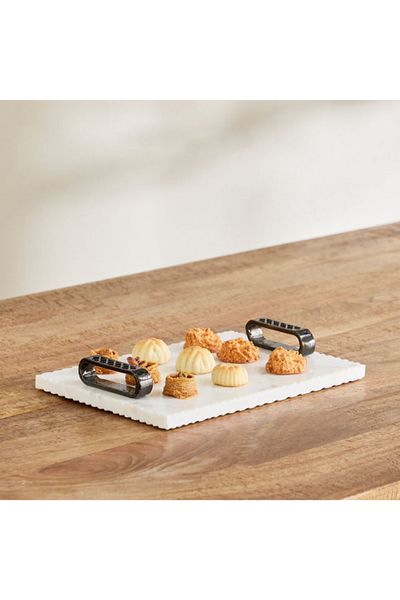 Home Box Willow Marble Tray with Handle - 30x22x5 cm