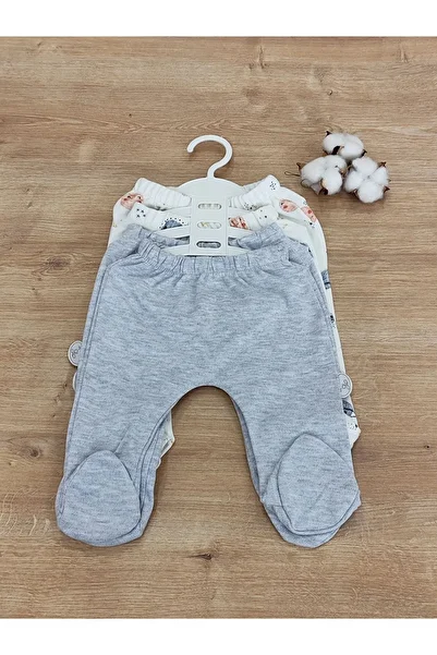 Tomuycuk Bebe 0-3 and 3-6 Months Baby Girl and Boy Set - 4-Piece Footed 100% Cotton Newborn Gift Pants