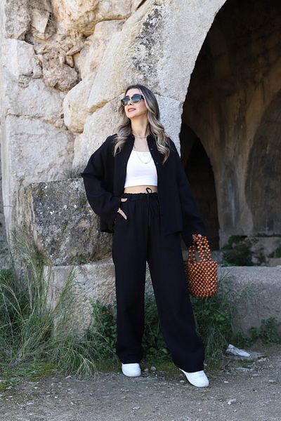 bytugcekaya Black Muslin Shirt Pants Set