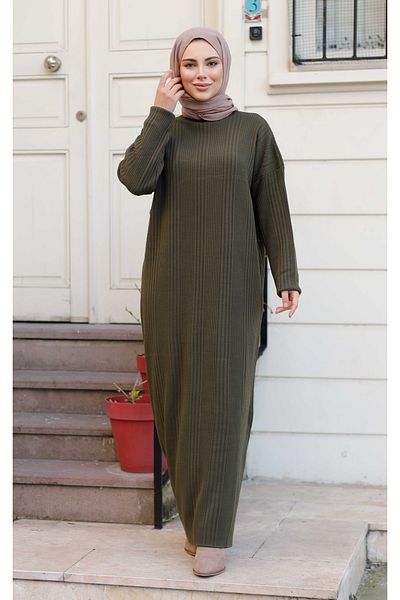 Pamuk Butik Women's Ribbed Long Knitwear Dress