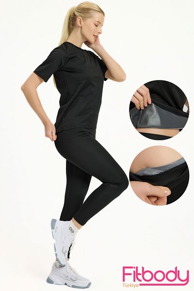 fitbody Thermal Sauna Suit, Fat Burning, Sweating T-Shirt and Women's Leggings Thermal Suit