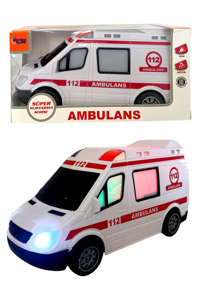 UDATOYS Ambulans Işıklı Müzikli Hareketli 112 Acil Çarp Dön Oyuncak