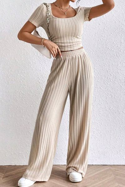 missamour Women's 2-Piece Tracksuit Set Crop Sweatpants Set
