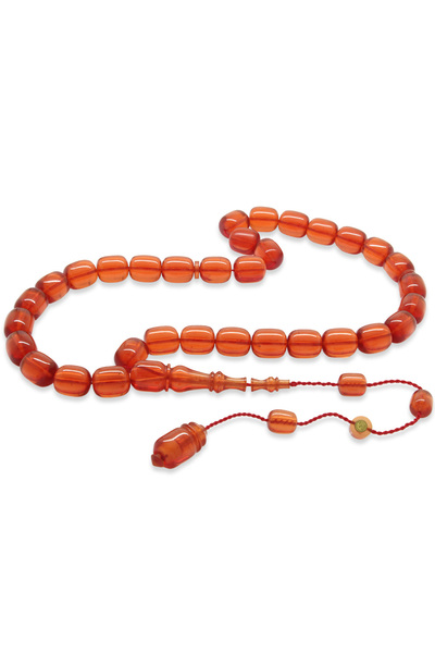 Tesbihane Sistemli Her Bir Tanesi Usta işçilikli Kapsül Kesim Soft Kırmızı Çubuk Sıkma Kehribar Tesbih