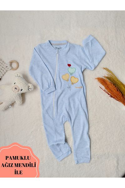 Tomuycuk Baby Boy Jumpsuit with Heart Balloon Blue Gift Baby Clothing