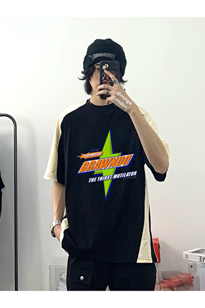 Minga London Μαύρο T-Shirt Unisex Raglan Y2K - Mingalondon