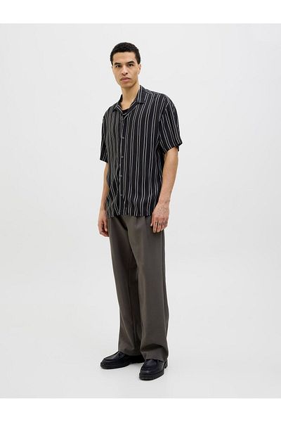 Jack & Jones Men's Black Striped Short Sleeve Shirt 12269088
