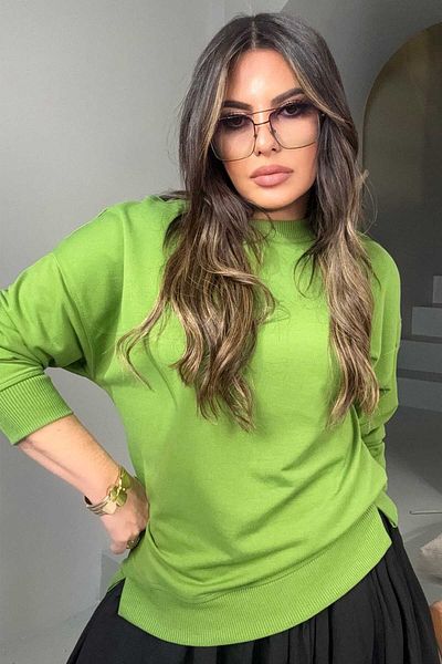 Sohotique By P Basic Mini Side Slit Sweatshirt Pistachio Green