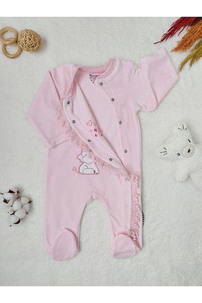Tomuycuk Baby Girl Jumpsuit Velvet Pink Romantic Elephant Embroidered Baby Clothing Newborn Gift