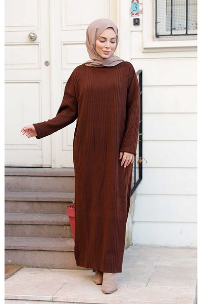 Pamuk Butik Women's Ribbed Long Knitwear Dress