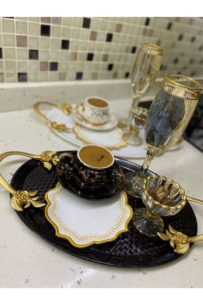 İNCİ ÇEYİZ Set of 6 Linen Fabric Embroidered Coffee Side Cocktail Napkins & Coasters.