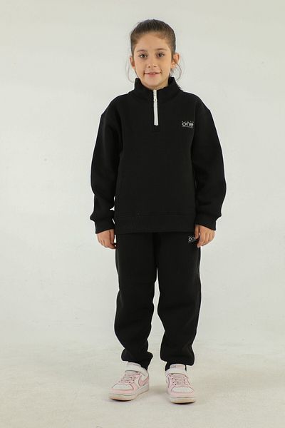 Black One Λεπτομερές σετ φόρμας για αγόρι με στάμπα γιακά