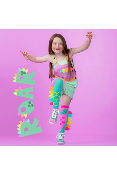 MADMIA Șosete lungi colorate pentru fete fantasy Roar Dino 6-99 ani