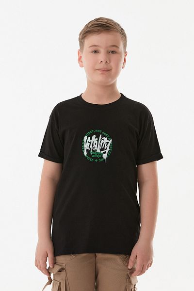 Fulla Moda 100% Cotton Text Printed Crew Neck Boy's T-Shirt