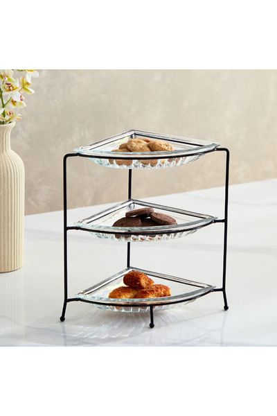 Home Box Vintage 4-Piece Glass Serving Tray Set