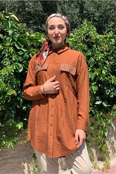 Moda Rosa 25Y5116 - Brown - Pocket Look Strawberry Jacket Tunic