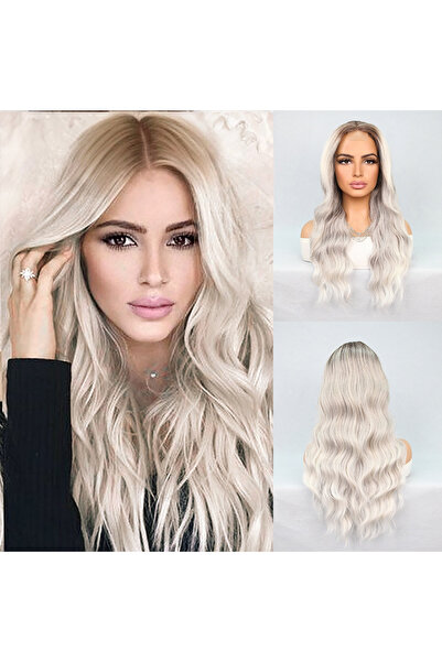Mina Peruk Rus Kumralı Beyaz Platin Ombre Tül Peruk