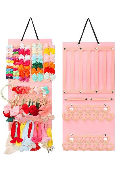 auvstar Hanging Organizer for Hair Clips/Bars, Textile, Pink