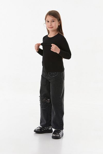 Fulla Moda Ribbed Frilly Front Girl's Bodysuit