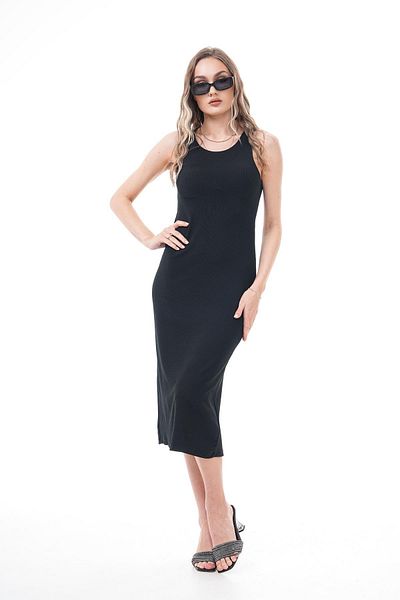 ŞİMAL Women's Round Neck Ribbed Camisole Dress 250064   -