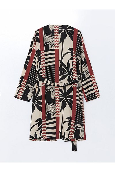 LC Waikiki Lcw Shawl Collar Patterned Oversize Women's Kimono Fast Fashion