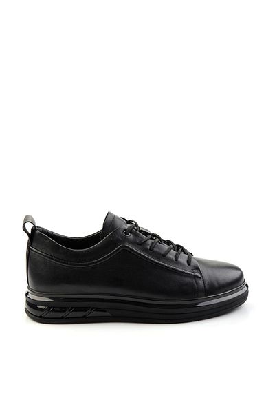 Bambi Black Leather Men's Casual Shoes E 01398300243