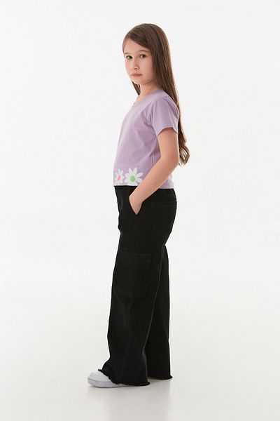 Fulla Moda 100% Cotton Cargo Pocket Tasseled Girl's Trousers