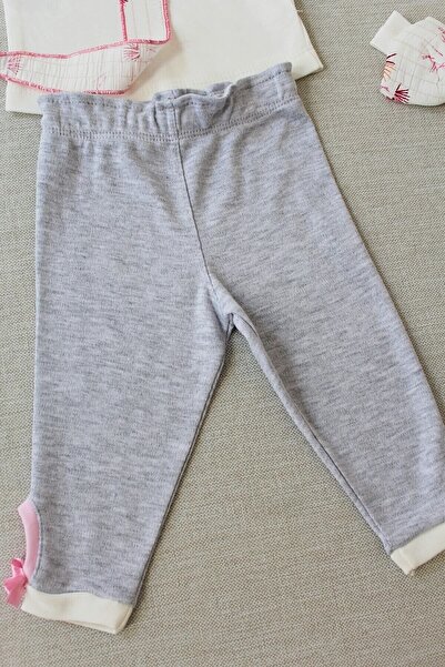 Tomuycuk Ecru Baby Girl/Child Set - 100% Cotton, Bandana and Long Bottom-Top Set of 3