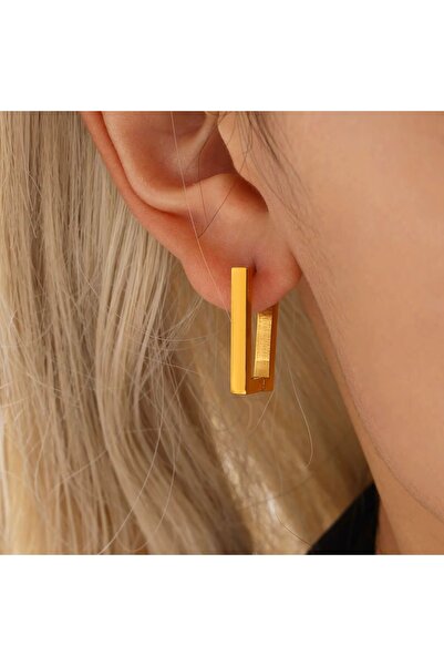 Siya Silver Kararmaz Çelik Dikdörtgen Küpe