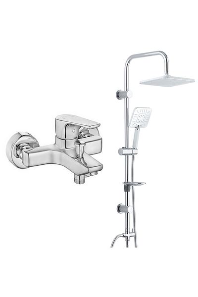 Eca Niobe Bathroom Faucet T-may Bathroom Camlica Square Peak Shower Set Set Chrome Stainless
