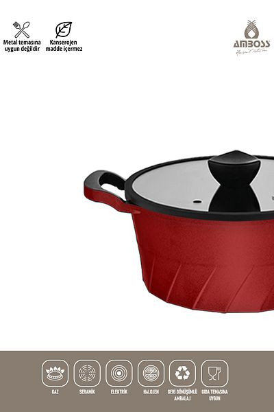 Amboss Vento 7 Piece Cast Titanium Coated Cookware Pan Set Red