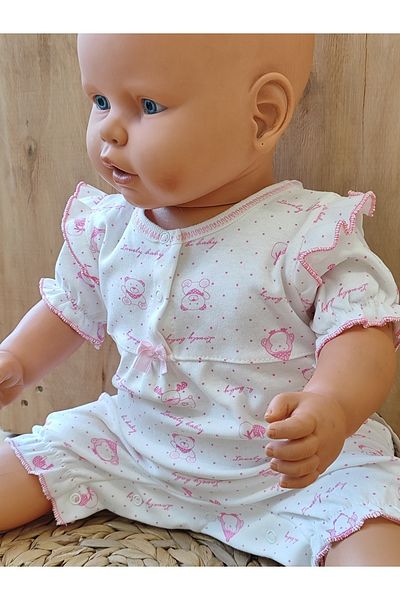 Tomuycuk Summer Short Sleeve Baby Girl Jumpsuit 100% Cotton Sleeping Bag with Snap Fasteners at the Bottom Gift Baby Clothing