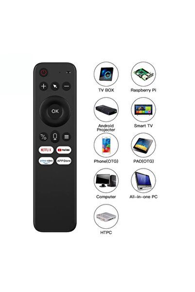 Dynego Bluetooth Uzaktan Kumanda IR Jiroskop Kontrollü V9 Sesli Akıllı TV Kut...