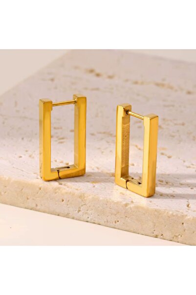 Siya Silver Kararmaz Çelik Dikdörtgen Küpe