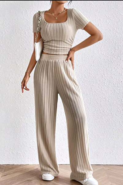 missamour Women's 2-Piece Tracksuit Set Crop Sweatpants Set