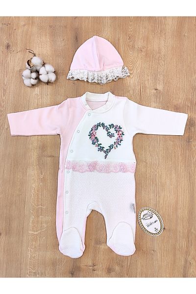 Tomuycuk Flower Embroidered Baby Girl Jumpsuit Long Sleeve Footed Gift 100% Cotton Newborn Baby Clothing