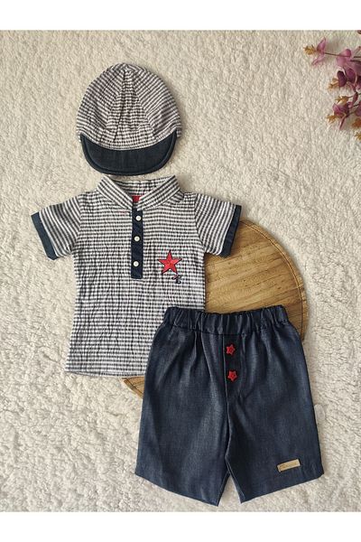 Tomuycuk 3-Piece Baby Boy Set 3-6-9-12 Months Gray Sweat Baby Sets Outfits Baby Clothing