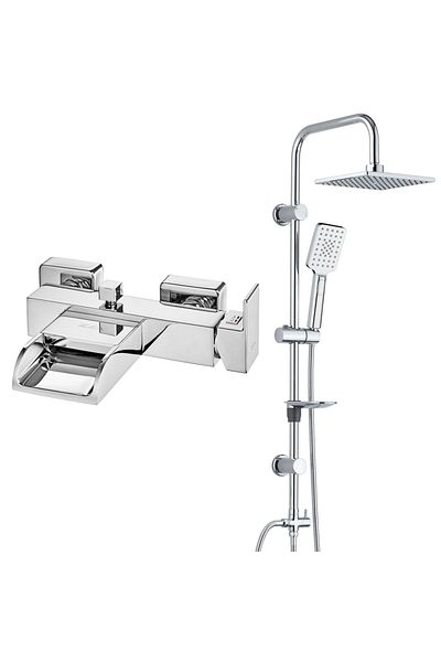 Eca Natura Bathroom Faucet T-May Bathroom Belen Square Head Shower Set Set Stainless Chrome