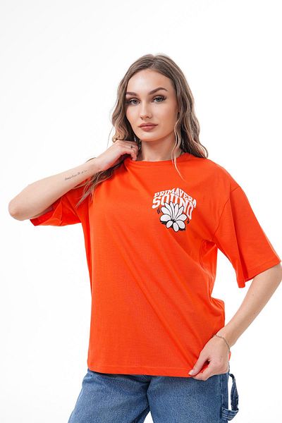 ŞİMAL Women's Back Print Detailed Crew Neck Oversize T-Shirt 250116   -