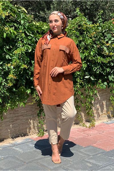 Moda Rosa 25Y5116 - Brown - Pocket Look Strawberry Jacket Tunic