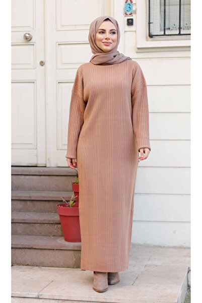 Pamuk Butik Women's Ribbed Long Knitwear Dress