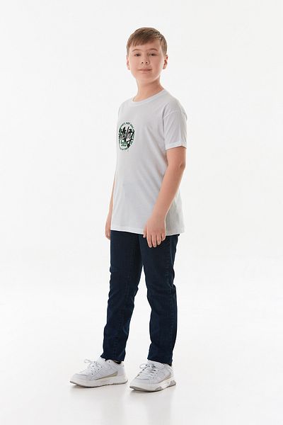 Fulla Moda Tricou pentru băiat, 100% bumbac, cu imprimeu text, cu gâtul turn