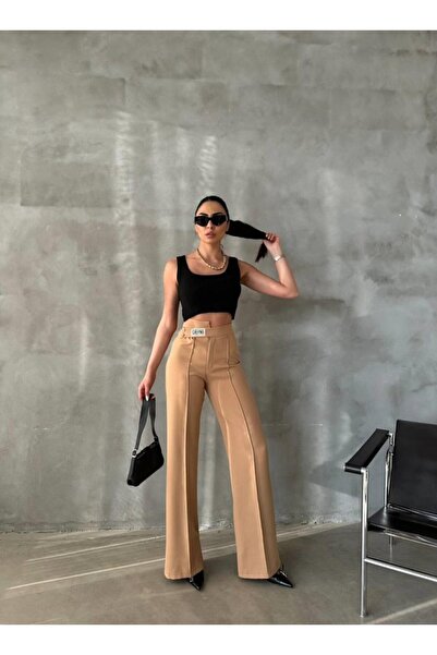 Nnstartshopping Palazzo Pants with Dreams Label - Beige