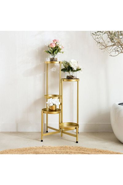 Home Box حامل نباتات فيستا ميتال مودرن قابل للطي بخمس طبقات - 49×49×79.5 سم