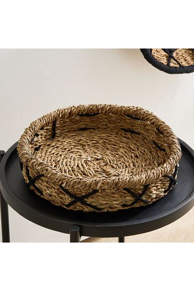 Home Box Naturaloom Stitch Round Tray - 37x37 x7 cm