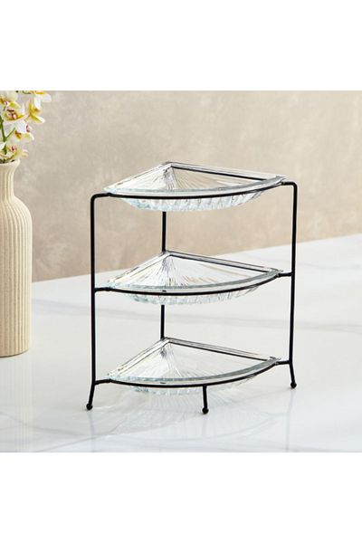 Home Box Vintage 4-Piece Glass Serving Tray Set