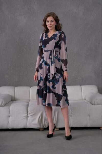 CİXAPLE V-Neck Midi Length Tulle Dress